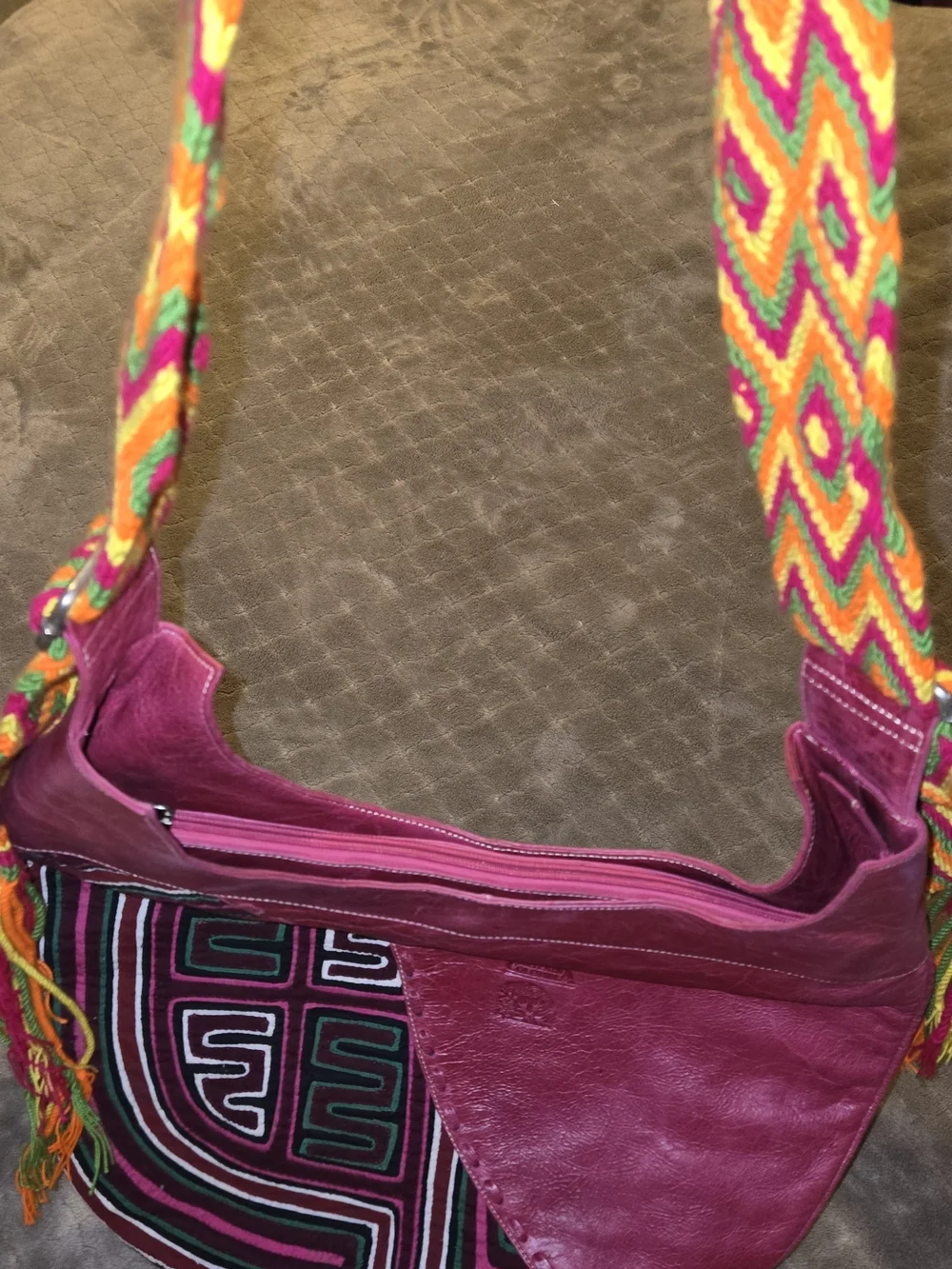 Hot Pink Leather Hobo Shoulder Bag